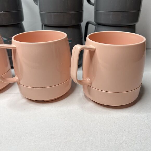 Lot 12 Vintage Classic Dinex #1197  Gray Pink Insulated Mugs - Picture 2 of 8